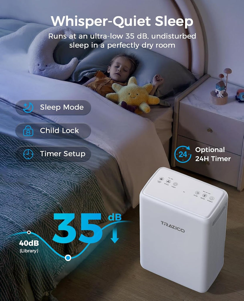 2000 Sq.ft Dehumidifier for Basement, 30 Pint Dehumidifiers for Home with Drain Hose, Quiet Operation