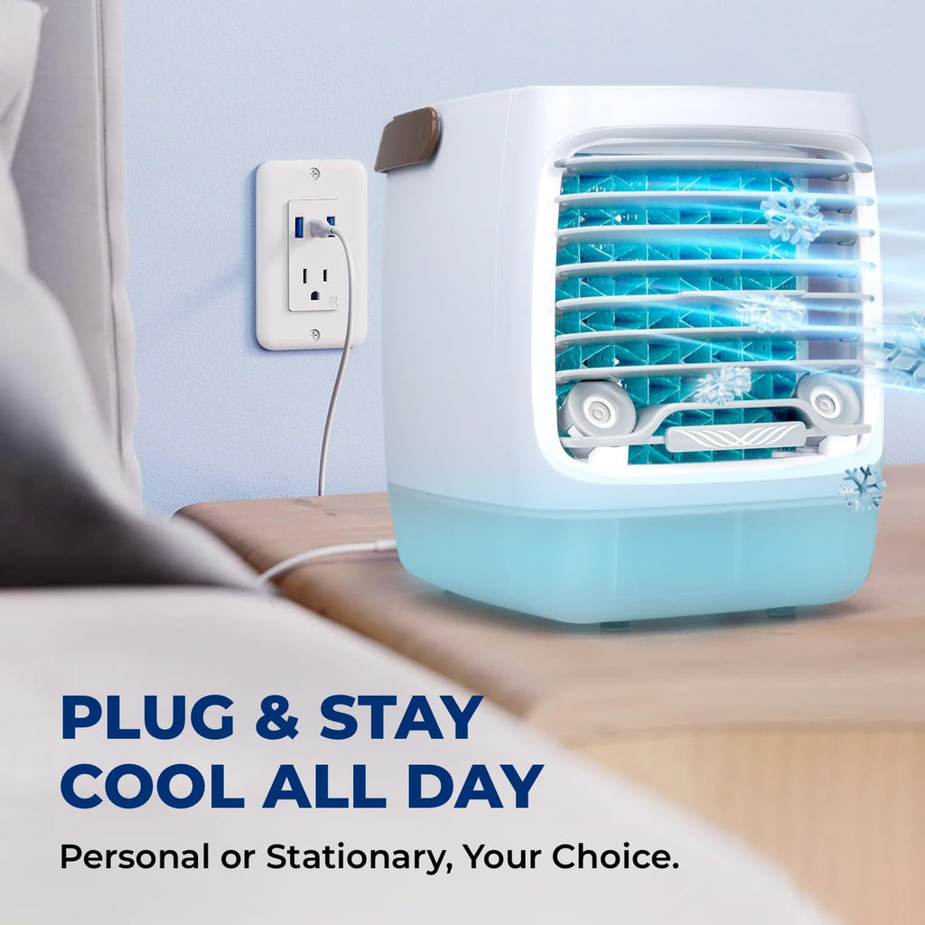 2.0 Evaporative Air Cooler for Room - 4-Speed Mini Portable Swamp Coolers with Humidifier | Indoor Personal Cooling
