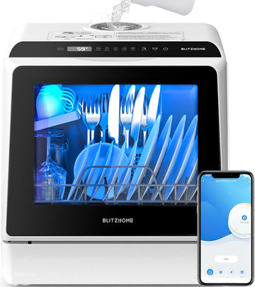 Portable Dishwasher Countertop, WIFI Smart Dishwasher, Compact Dishwashers with 5L Built-in Water Ta