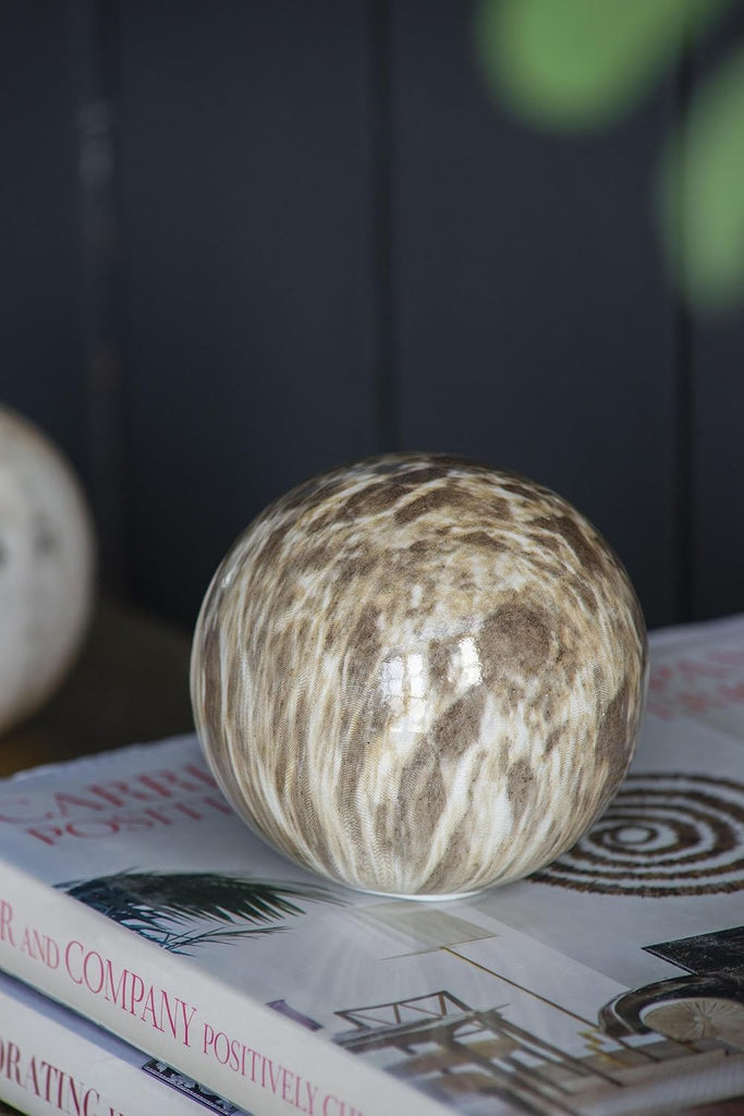 Set of 3 Ceramic Decorative Spheres - Modern Marbled Orbs Decor, Tabletop Accent, Shelf Display, Living Room Bedroom