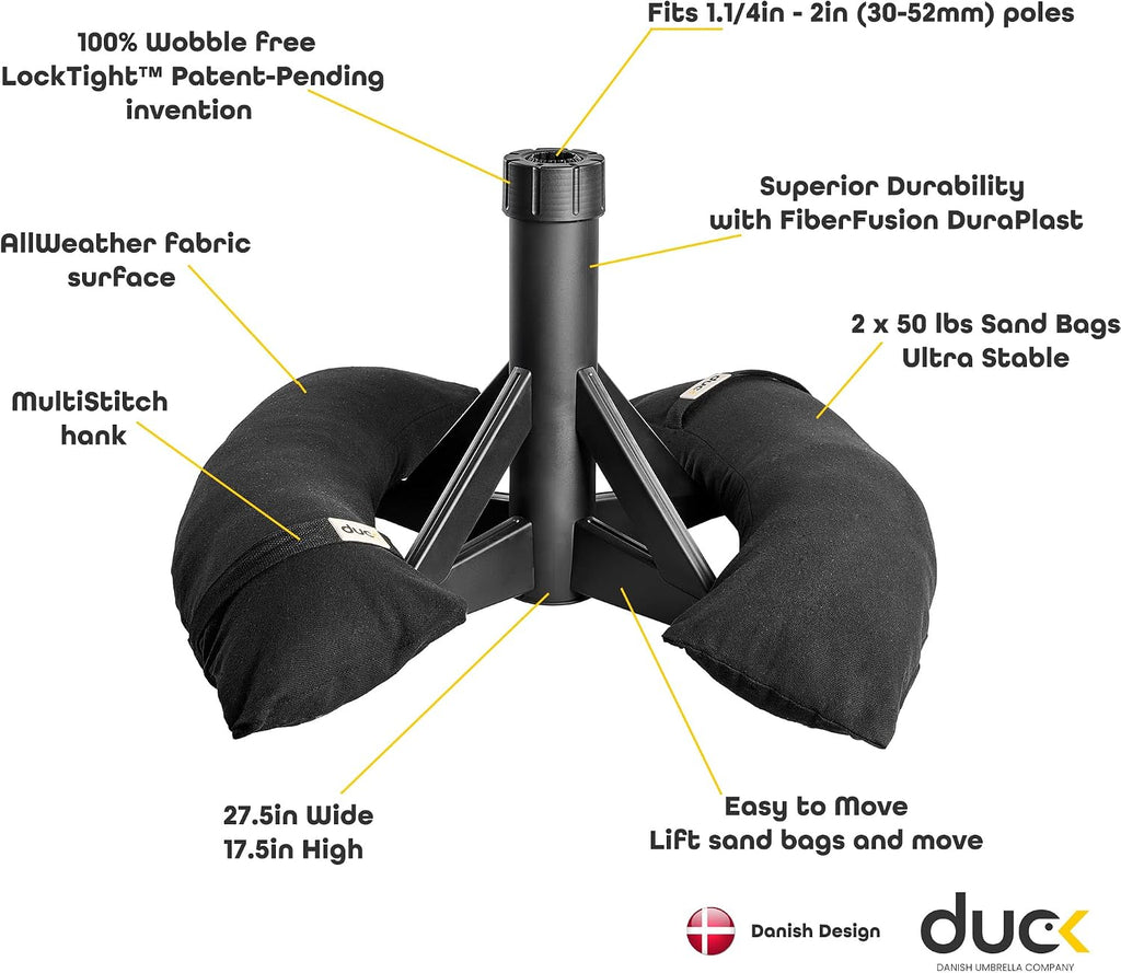 DUC 100lbs Patio Umbrella Base | Wobble-Free Outdoor Umbrella Base | Easy to Move Umbrella Stand Outdoor Base and