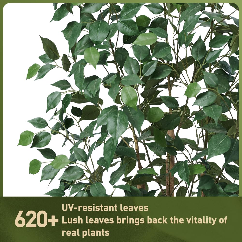 6ft Artificial Ficus Tree, UV Resistant Tall Faux Tree