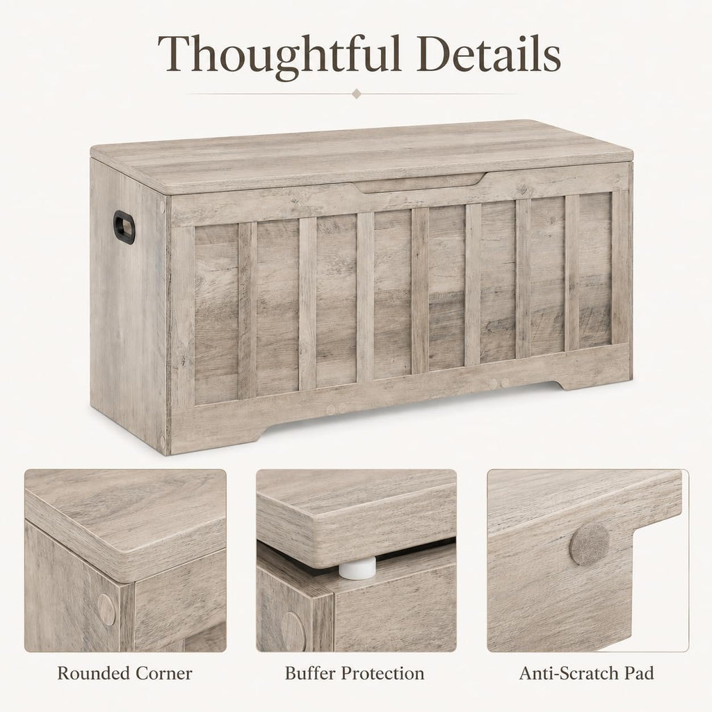 47.2" Storage Chest , Extra Large Wooden Storage Trunk with 2 Safety Hinges, Entryway Storage Bench, Blanket Chest