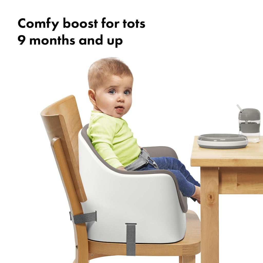 Nest Toddler Booster Seat with Removable Cushion, Taupe | Straps To Dining Chair, Portable For Travel, Cushioned