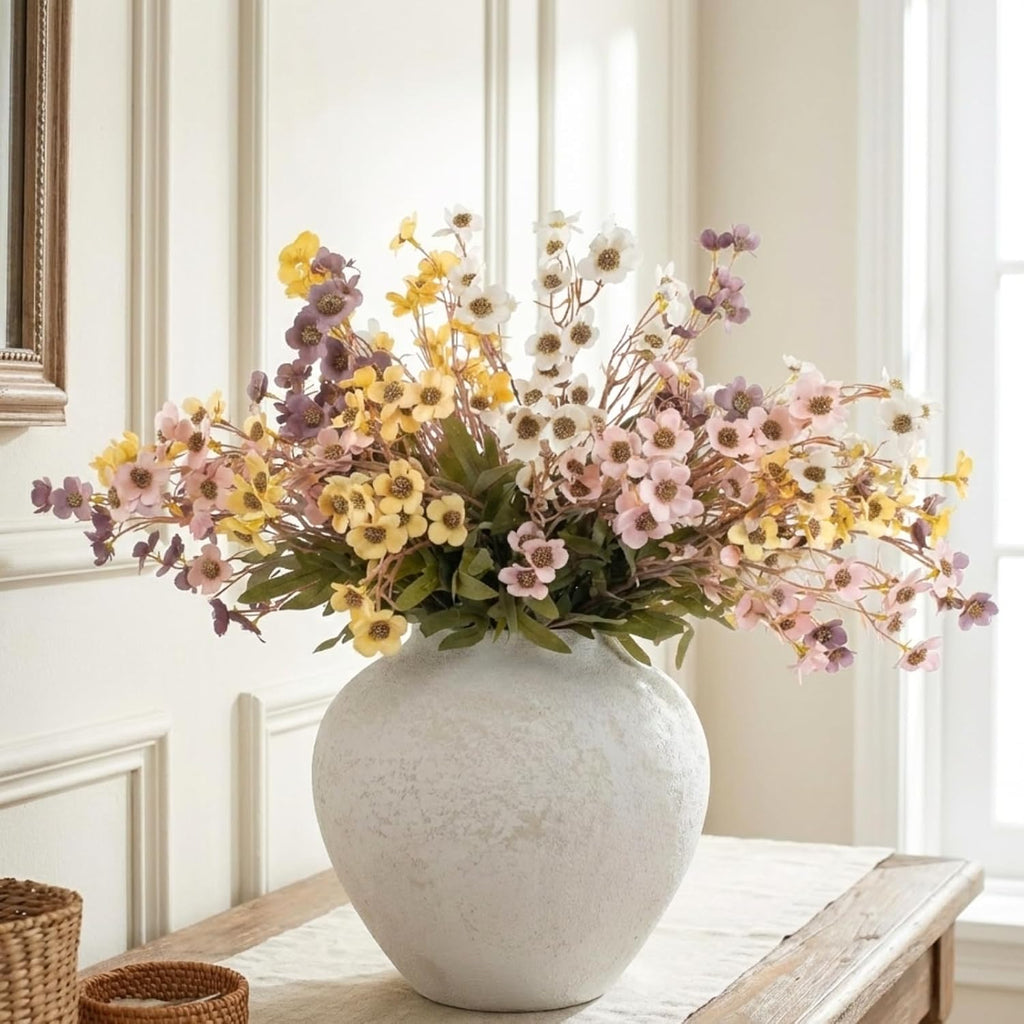 White Rustic Large Round Vase