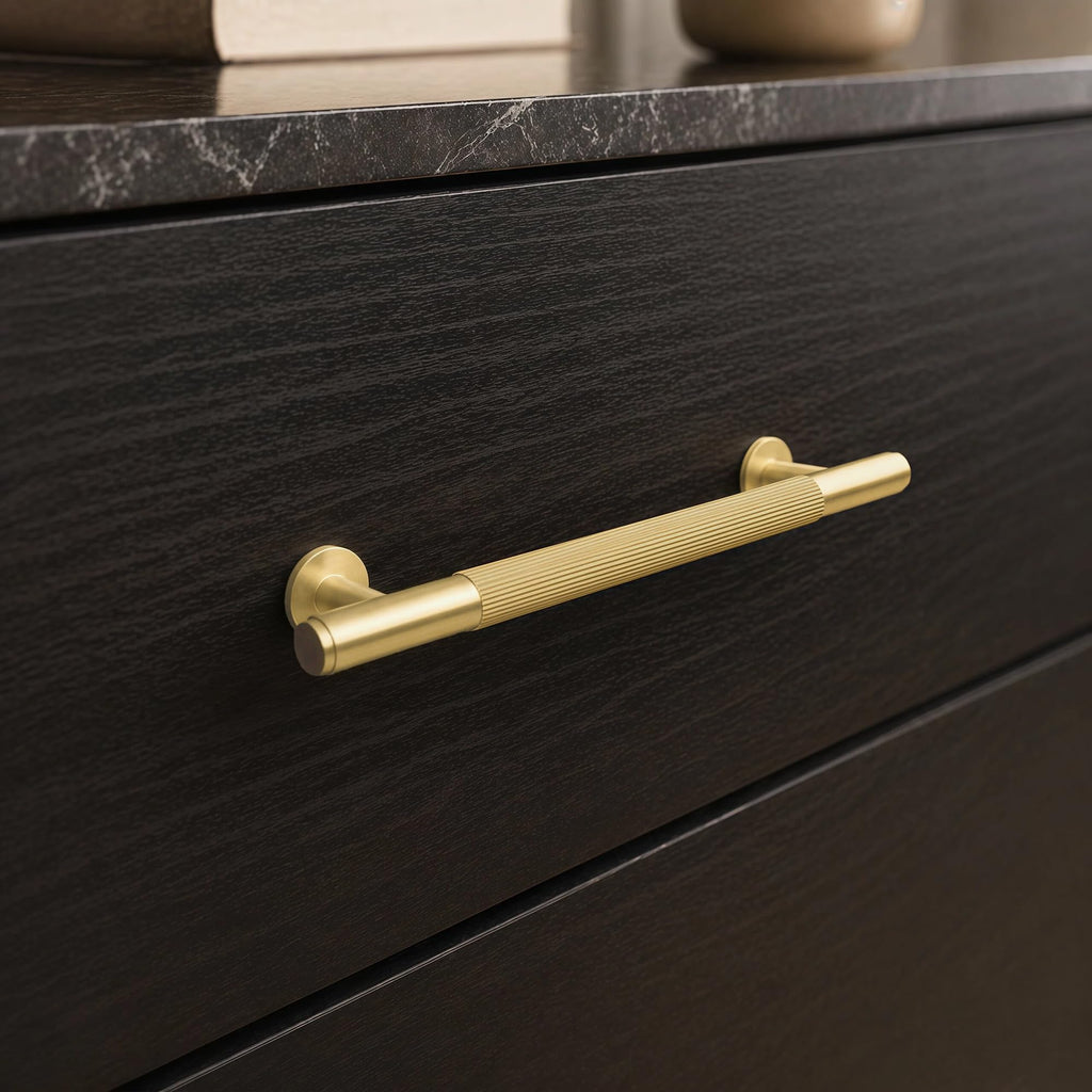 Solid Brass Cabinet Pulls, 6-1/4-Inch Hole Center Handles