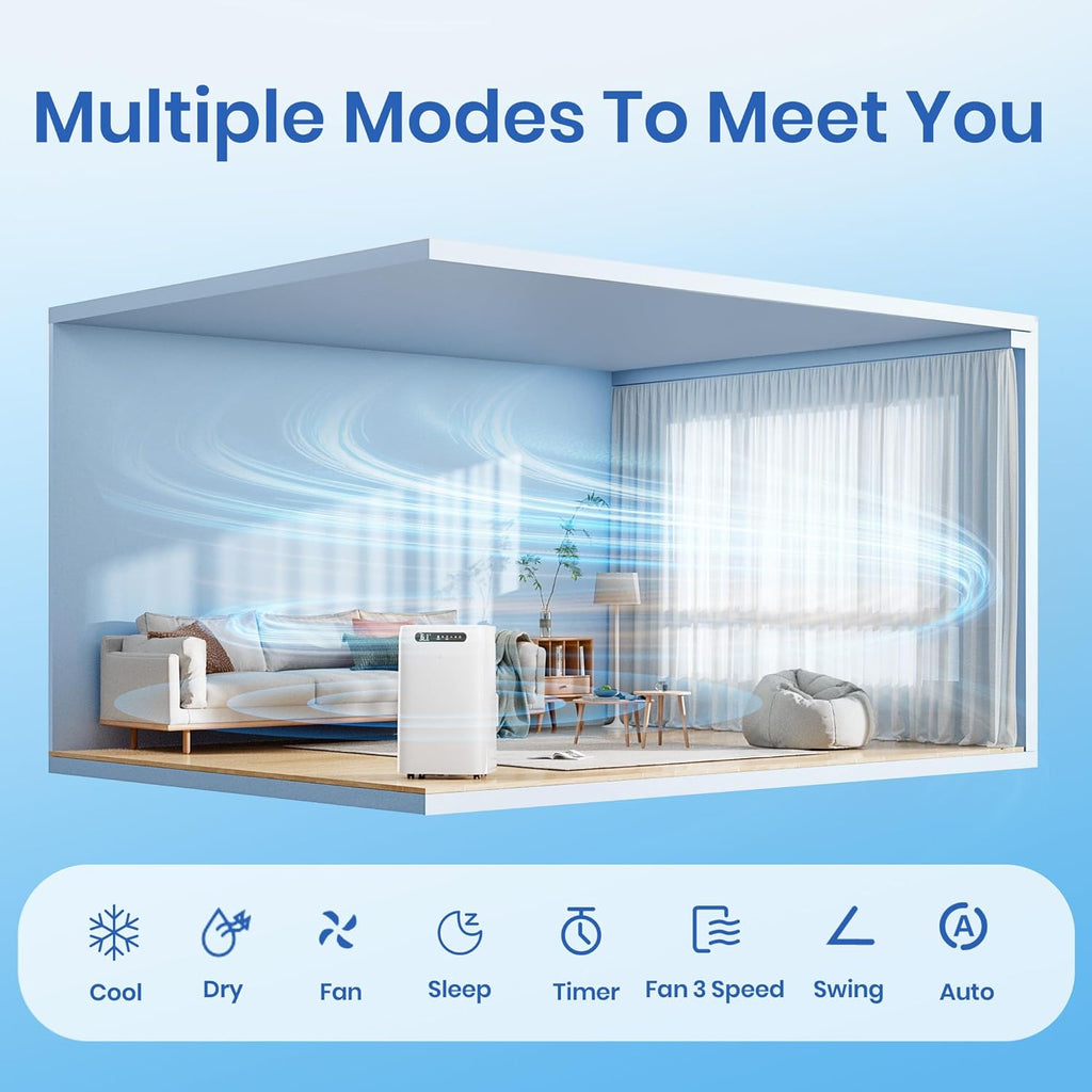14000 BTU Portable Air Conditioners for Room Cooling up to 700 Sq. Ft, 3-IN