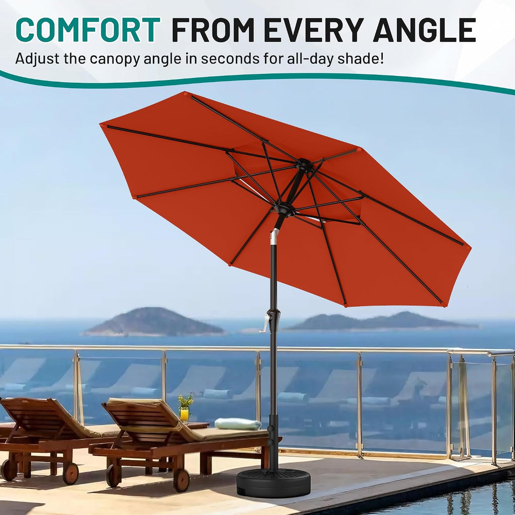 9ft 2 Tiers Patio Umbrella - Outdoor Umbrella Waterproof UV Protection