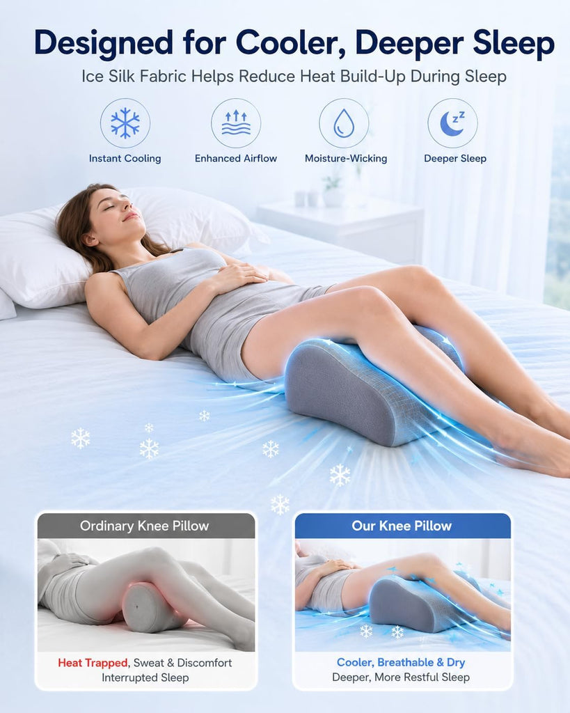 Knee Pillow for Back Sleeping, 5.7" Memory Foam Leg Pillow