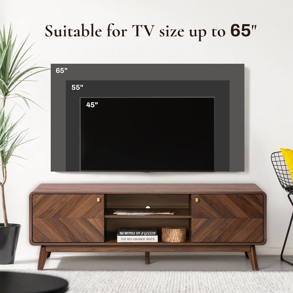 63" Mid Century Modern TV Stand, TV Stands for Living Room for TVs up to 65", Entertainment Center with
