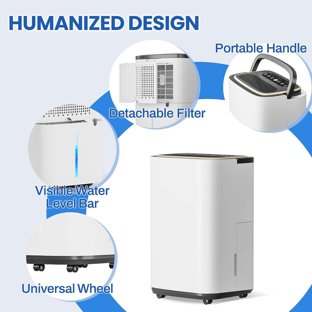 5000 Sq.Ft Dehumidifier for Basement with Drain Hose, 50 Pint Large Best Compressor Dehumidifiers for Home or Garage