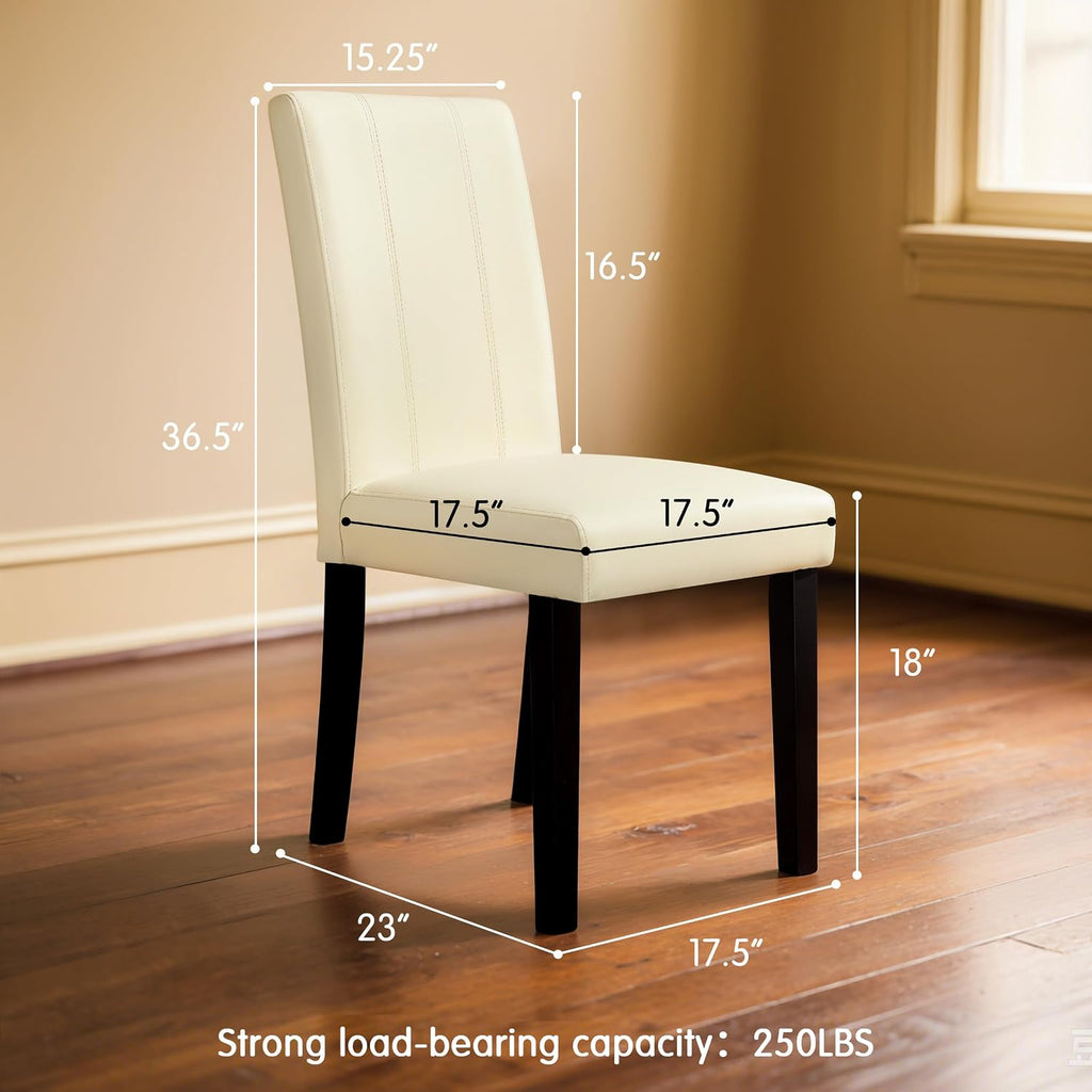 Dining Chairs Set of 2, Faux Leather Dining Room Chairs, High Back Upholstered Parsons Chairs for Dining Room Kitchen