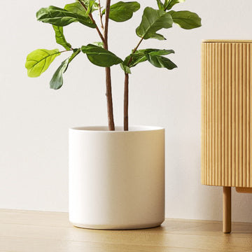 12 Inch Pot for Plants, Ceramic Indoor Planter, White