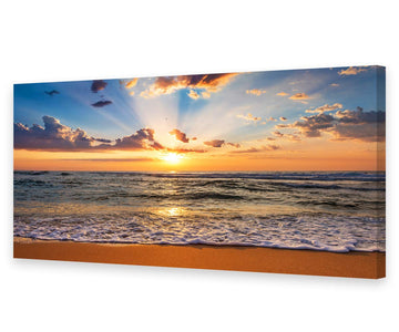 Wall Art Decor Large Canvas Print Picture Sunrise Ocean Beach Waves Scenery Modern Painting Artwork Wall Decor