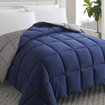 Down Alternative Comforter Blue/Grey Full Size - All Season Duvet Insert