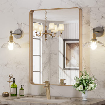 22"X30" Gold Bathroom Mirror