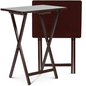 Folding TV Tray Set of 2 - Espresso Wood Tables