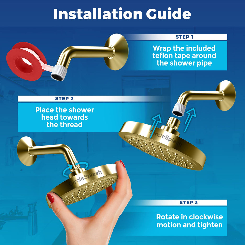 Shower Head - High Pressure 2.5 GPM - Gold