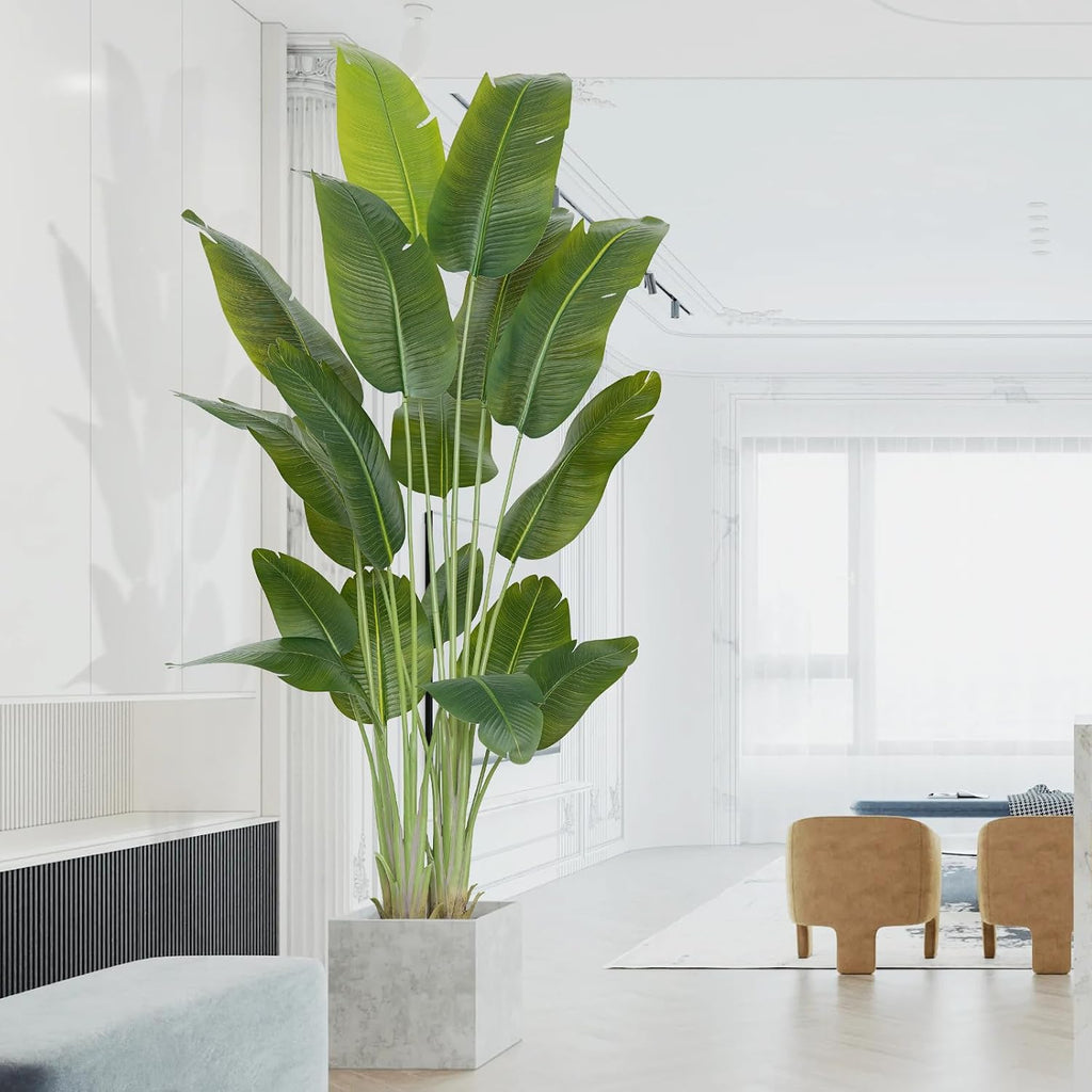 Bird of Paradise Plant 7.5Ft Tall Fake Tropical Palm Tree Large Fake Plants with 18 Silk Banana Leaves Faux Plant