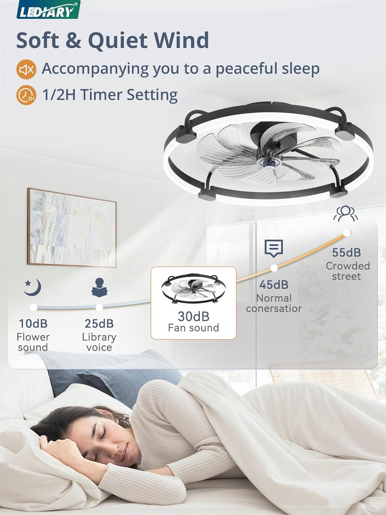 Ceiling Fans with Lights and Remote, 24'' Low Profile Ceiling Fan with Light