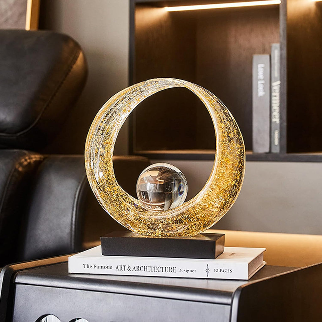Golden Wave Resin Origami Statue Modern Abstract Home Decoration Emphasizes Abstract Office Desk Center Art Statue