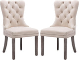 KCC Velvet Dining Chairs Set of 2, Upholstered High-end Tufted Dining Room Chair with Nailhead Back Ring Pull Trim