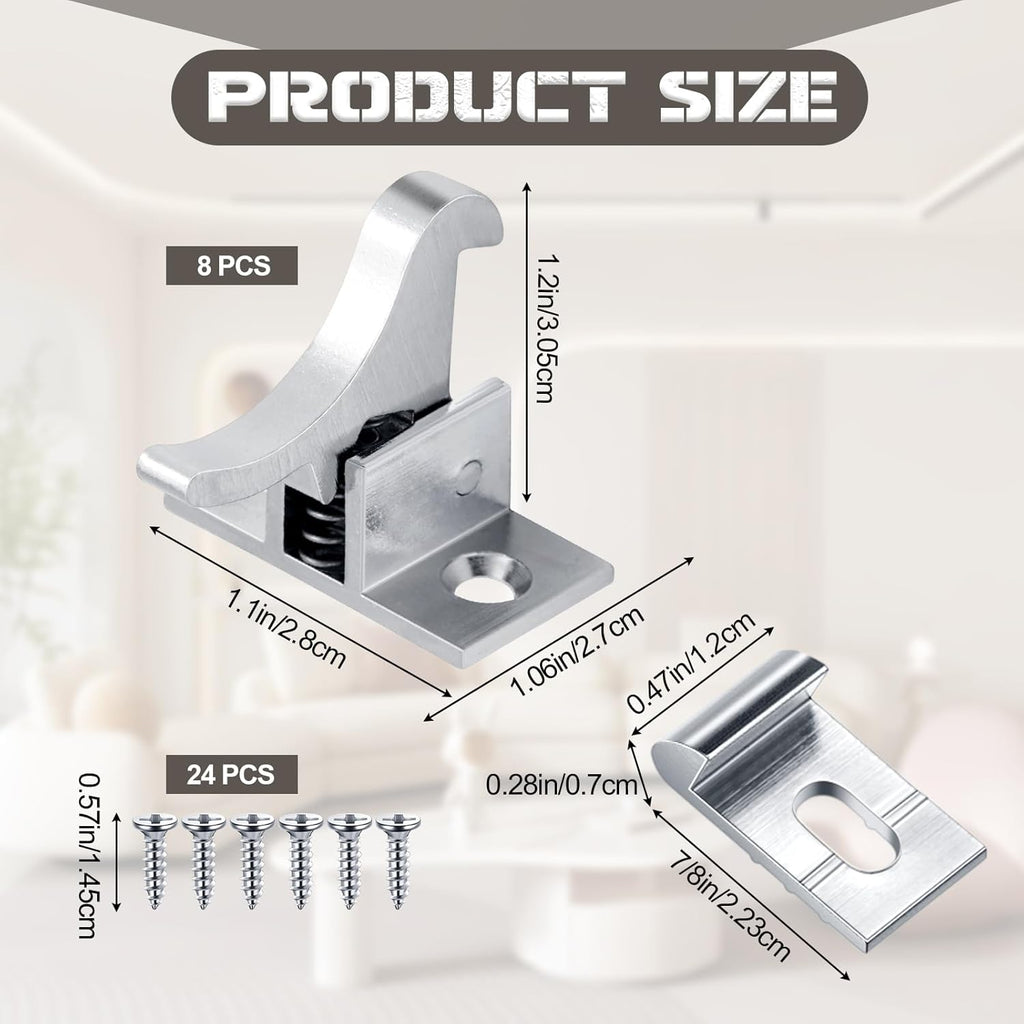 8 Pcs Brass Heavy Duty Cabinet Door Latch Closets Door Elbow Latch Cabinet Latch with Mounting Screws Hardware Window