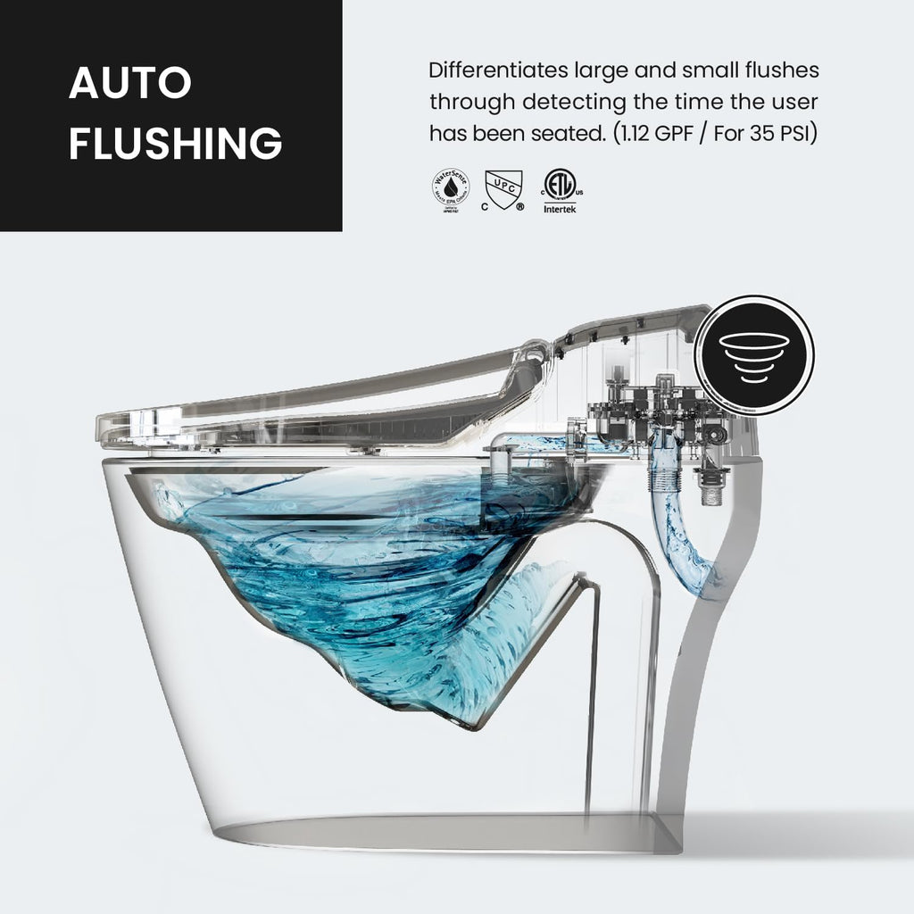 STYLEMENT TCB-8100B Smart Toilet for bathrooms, Elongated One Piece Toilet, 1.12 GPF, Auto Dual Flush
