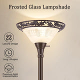 Torchiere Floor Lamp - 70" Victorian Floor Lamp with with Etched Glass Shade