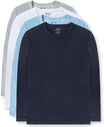 4 Pack Boys Long Sleeve Tee Shirts. 100% Cotton