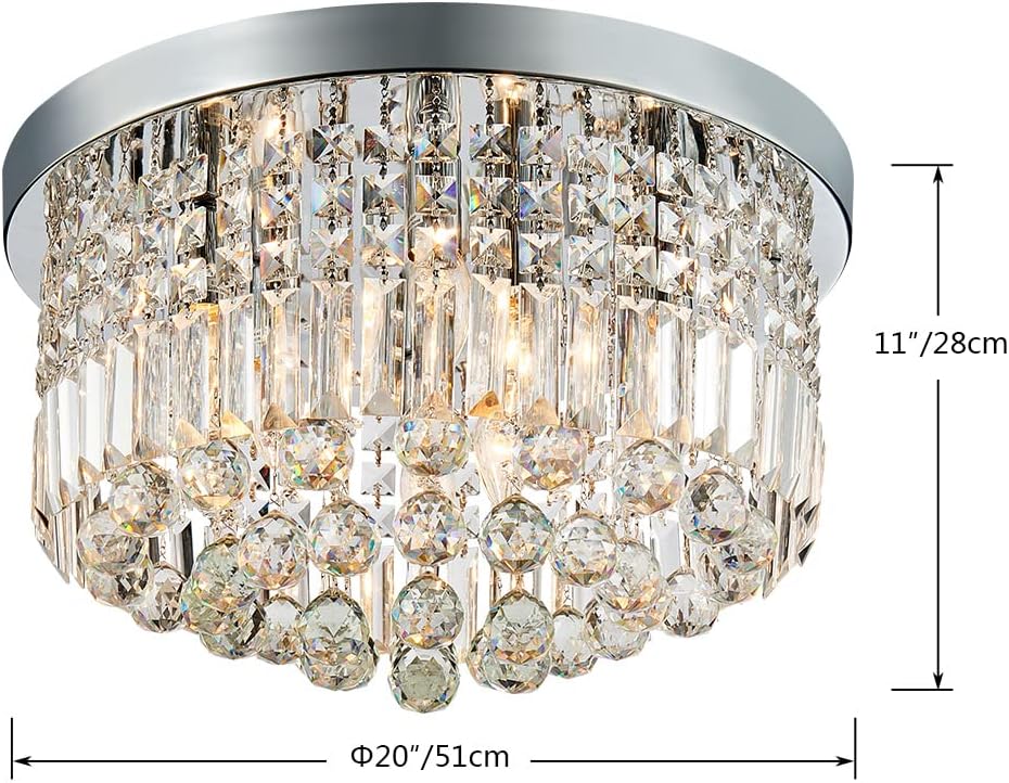 Modern K9 Crystal Raindrop Chandelier Lighting Flush Mount LED Ceiling Light Fixture