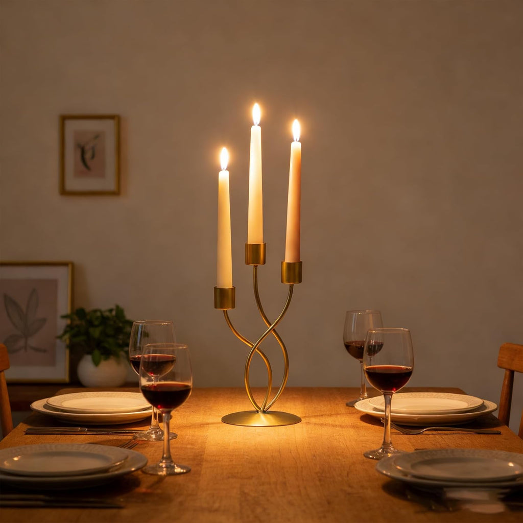 Candelabra Metal Candle Holders - 3 Arm Candlestick Holder for Theme Party Table Centerpiece Decoration Dining Room