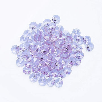 Light Purple Crystal 14mm Octagon Beads, Glass Curtain Drop Suncatchers, Crystal Garland Parts Pack of 100
