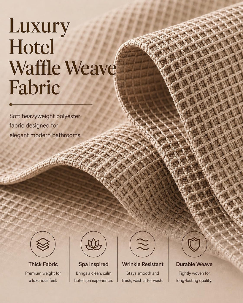 Hotel Style Waffle Weave Shower Curtain with Snap-In Waterproof Fabric Liner, Mesh Top Window, Water Resistant