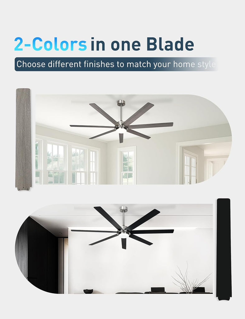 65 Inch Large Smart Ceiling Fan with Light and Remote via WIFI Alexa APP Control,Dimmable