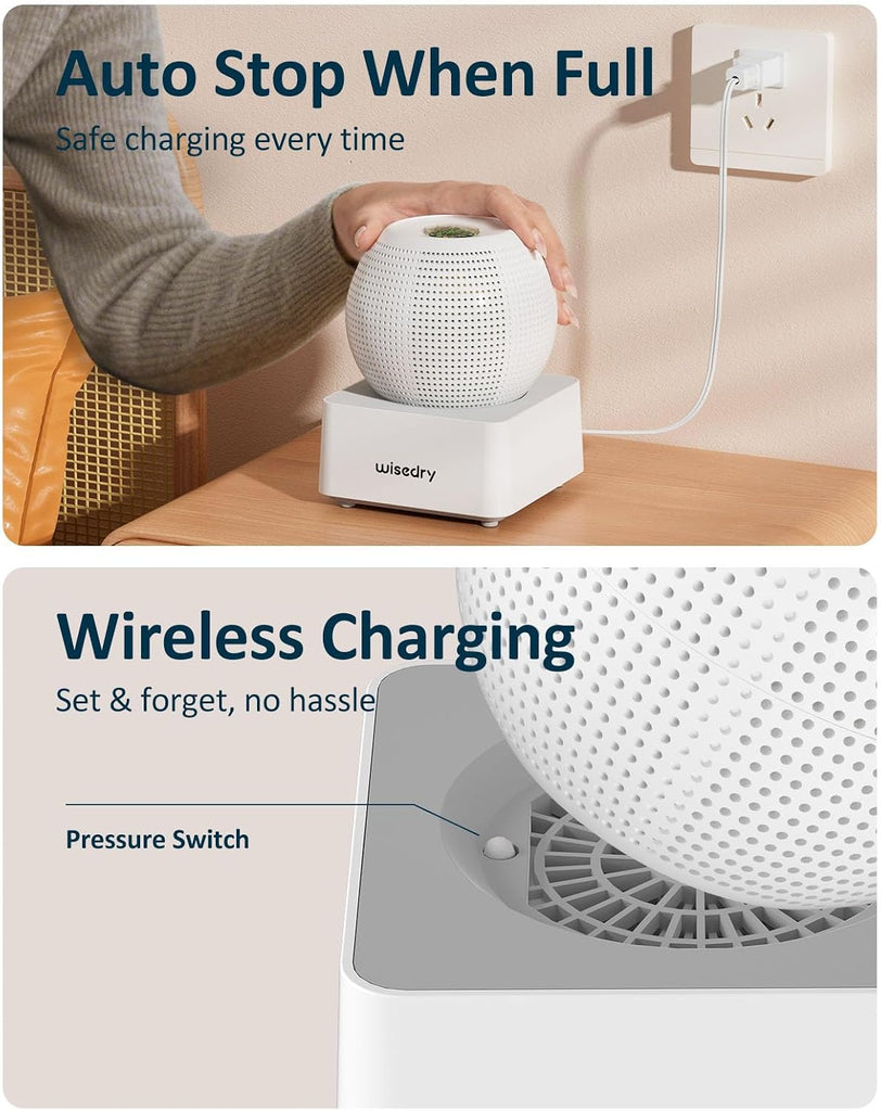2 Hours Fast Rechargeable Mini Dehumidifier - Wireless Gun Safe Dehumidifier, Auto-Shutoff