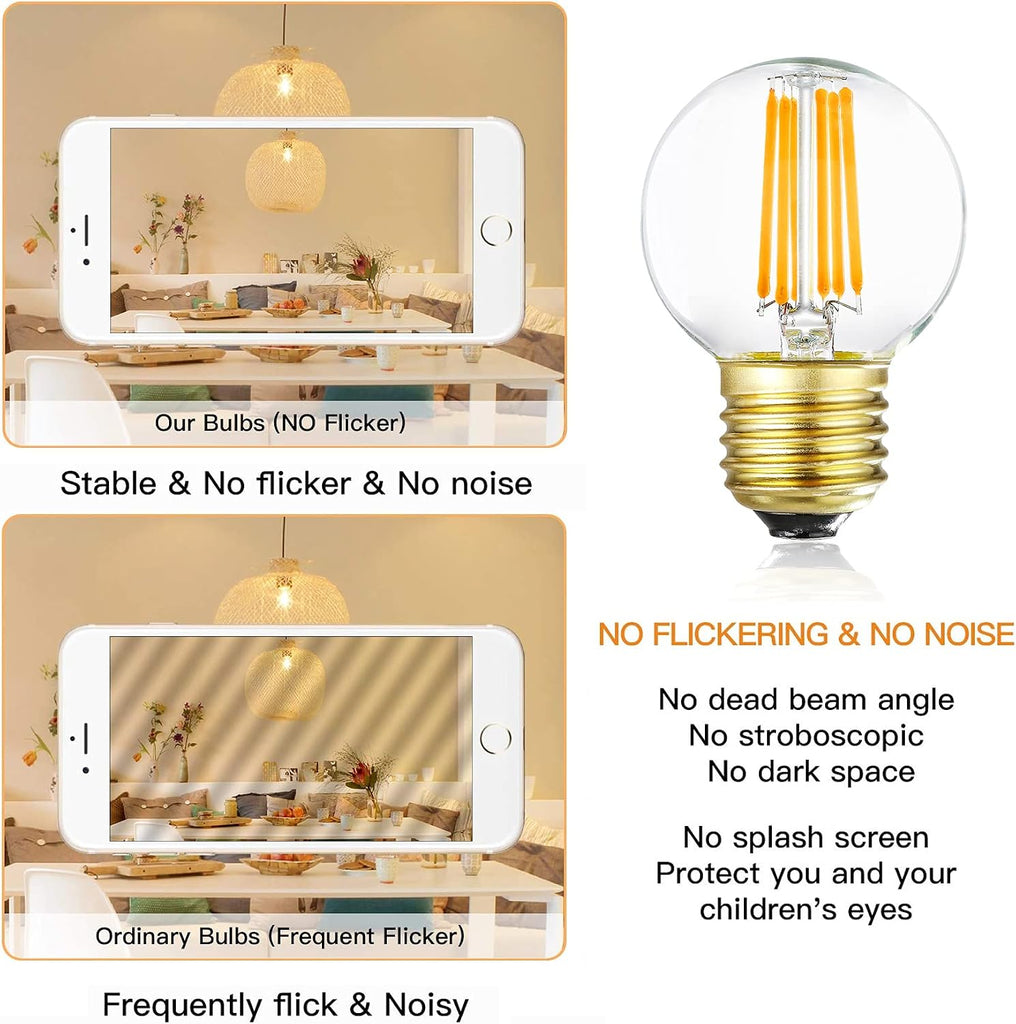 Dimmable G16.5 LED Bulbs,E26 Edison LED Light Bulbs,6W Equal 60 Watt Light Bulb,600lm,Soft White 3000K,Globe Light (6Pack)