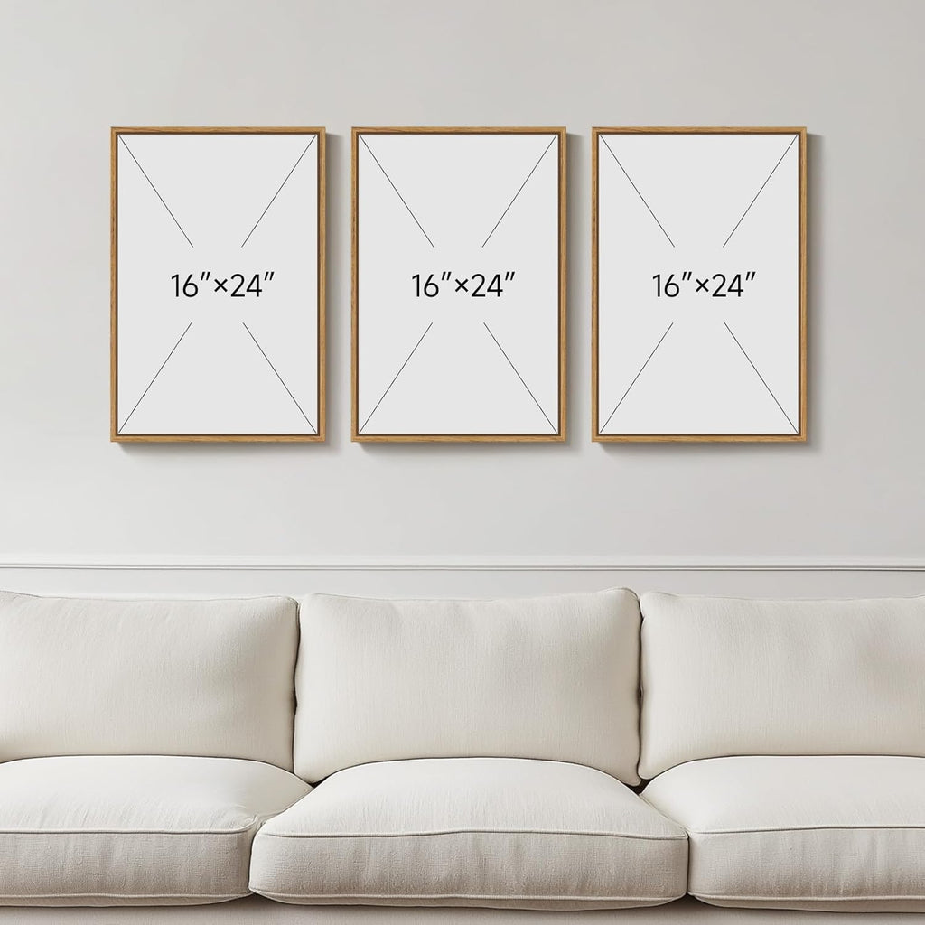 Framed Rustic Forest Animal Wall Art, 3 Piece Nature Landscape Deer Bear Fox Canvas Artwork for Modern Farmhouse