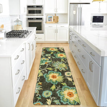 Floral Kitchen Runner Rug- Runners for Hallways Non-Slip Washable Rug Runner Throw Low-Pile Entryway Laundry