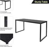 Computer Desk,55 Inch Office Desk Gaming Desk Writing Desk, Modern Simple Desk PC Laptop Study Student Table (Black