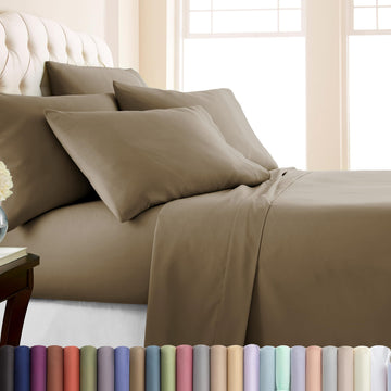Microfiber Split King Sheets Set 16 Inch Deep Pocket 6 Piece Dark Taupe