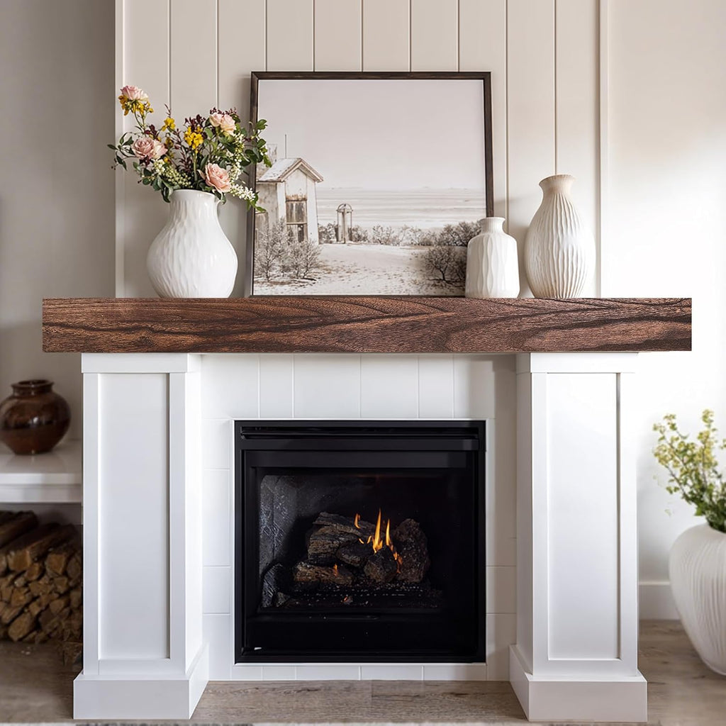 Shelf, 60×8×5 Inch Wooden Floating Shelf for Over Fireplace, Handcrafted Wood Mantels, Wall-Mounted Mantel Shelves