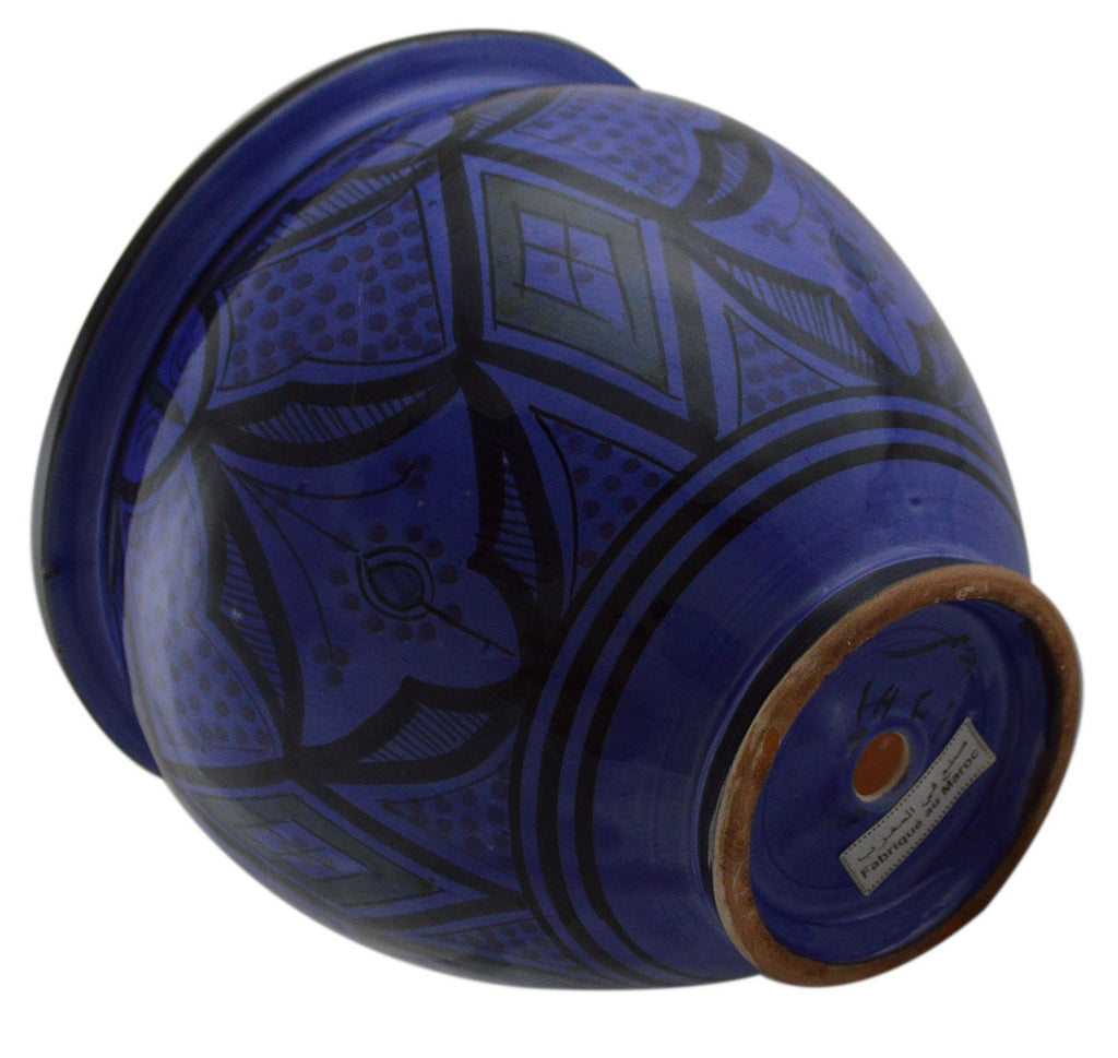 Flower Pot Moroccan Spanish Garden Drain Hole Ceramic Planter Handmade Blue