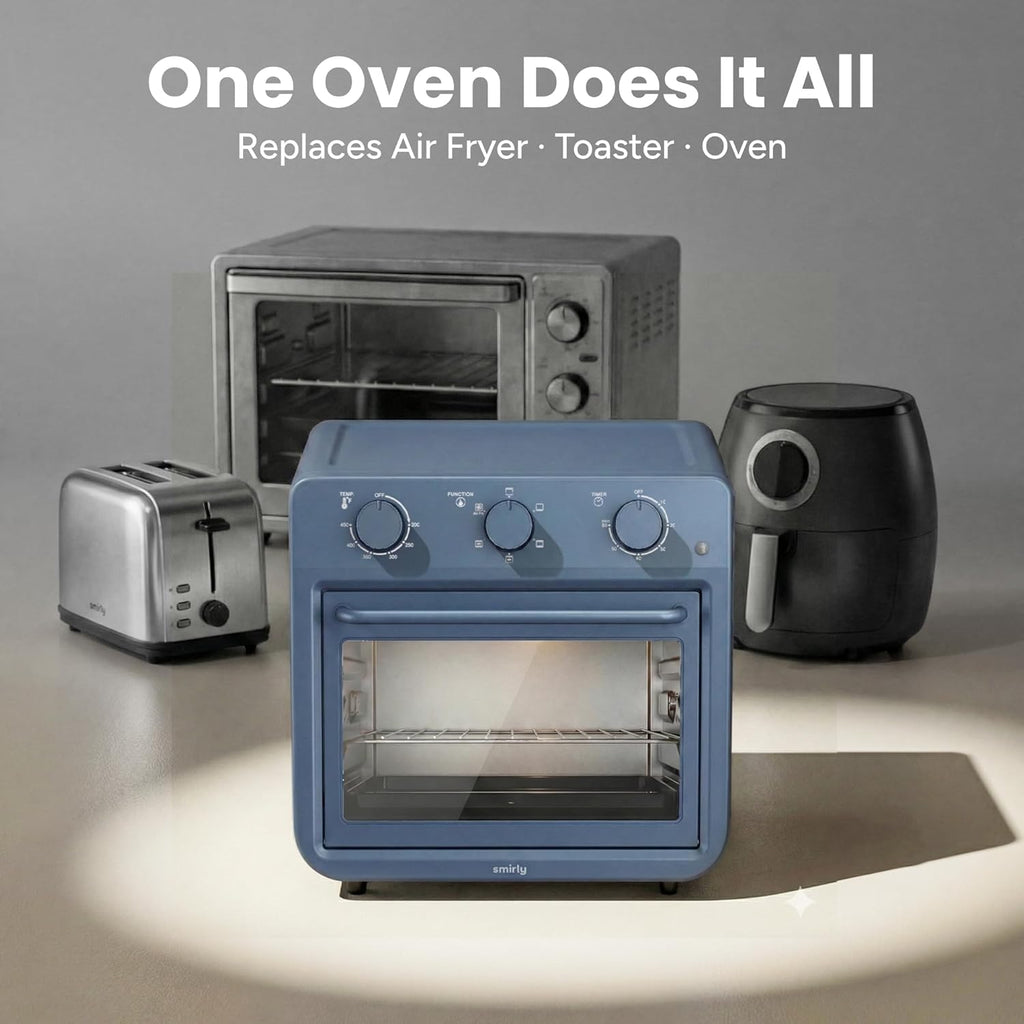 6-in-1 Air Fryer Toaster Oven Combo, 27QT Convection Oven Countertop, 60 Min Timer, 1800W Oven for Toast, Roast, Bake
