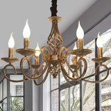 Rustic 6-Light Chandeliers,French Country Vintage Chandelier,Metal in Antique Bronze Pendant Chandelier,Pendant Light Fixture for Island Kitchen Farmhouse Dining Room Living Room A109-B07SCZK3TG