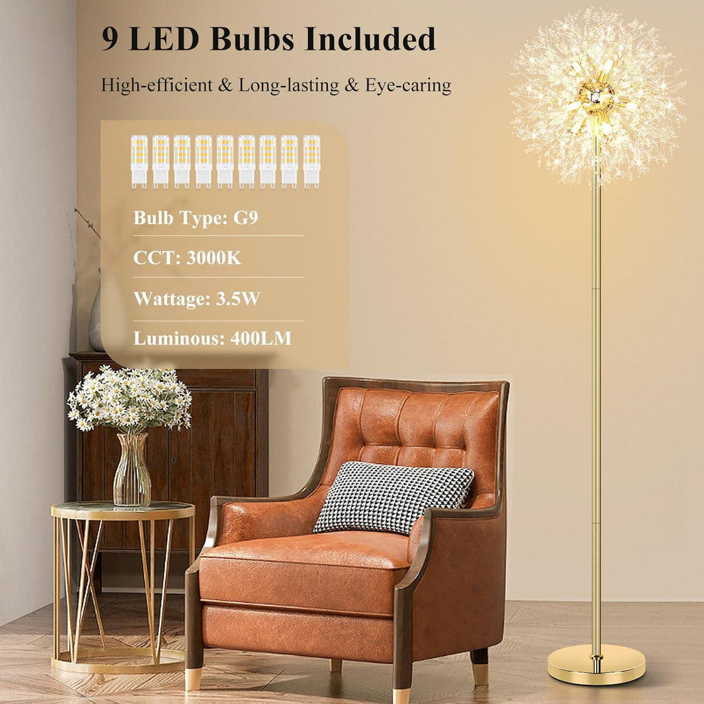 69'' Crystal Floor Lamp, Modern Standing Lamp with 738PCS K9 Crystals, Tall Lamp Pole Light Office