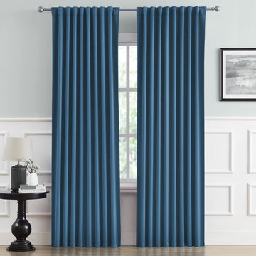 Denim Blue Blackout Curtain Panels 84 Inch Length 2 Panels Set - Back Tab Curtains for Boys Bedroom Thermal Insulated