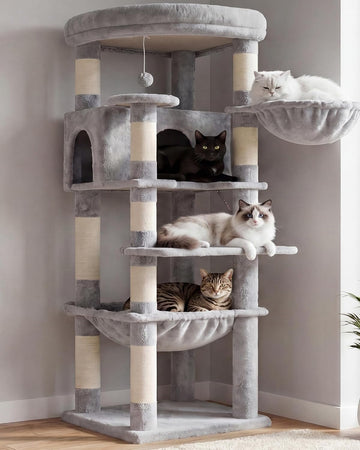 53.1" Corner Cat Tree for Large Cats - Interactive Play