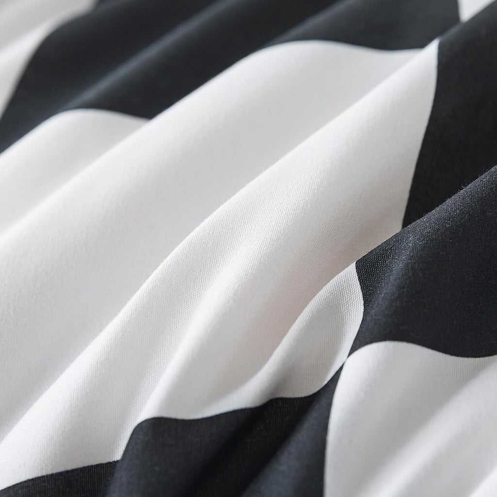 Black and White Checkered Comforter Set, Plaid Checkered Boys Bedding Set for All Seasons, Farmhouse Soft