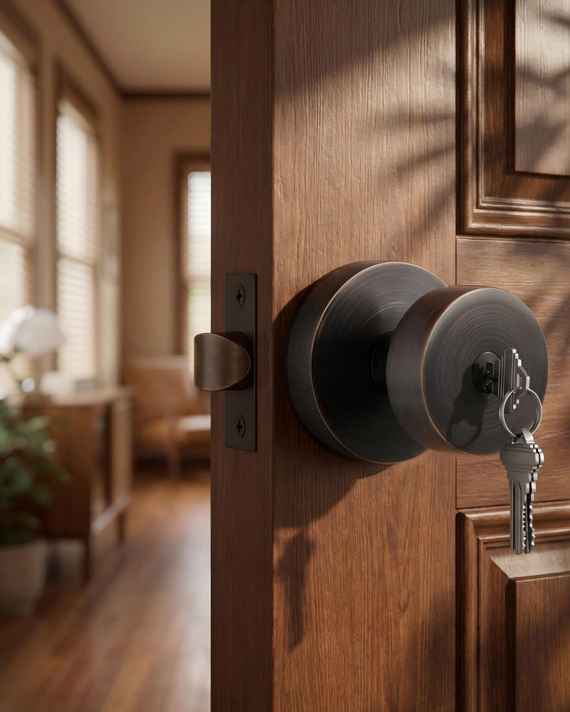 Keyed Alike Entry Oil Rubbed Bronze Exterior Door Knobs 2 Pack